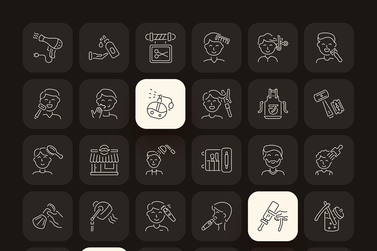 Barber Icon Art Set, an Outline Icon by Prosymbols (Photo 7 of 7)