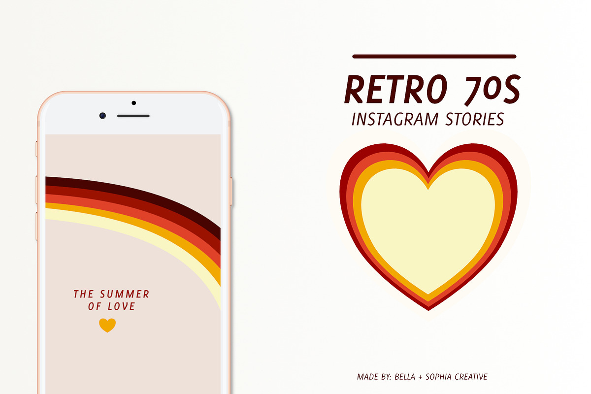 Retro 70s Instastories Template, a Social Media Template by Bella+Sophia Creative (Photo 1 of 6)