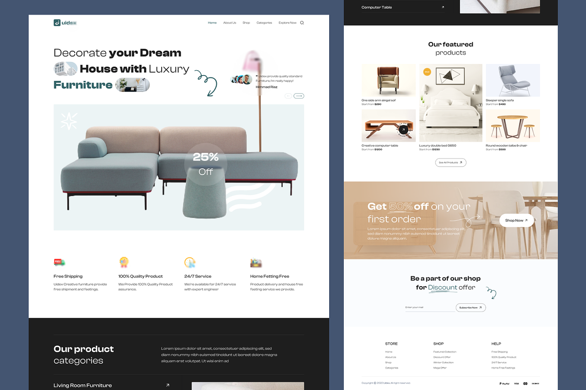 Furniture Landing Page website, a Landing Page Template by UiDex (Photo 2 of 4)