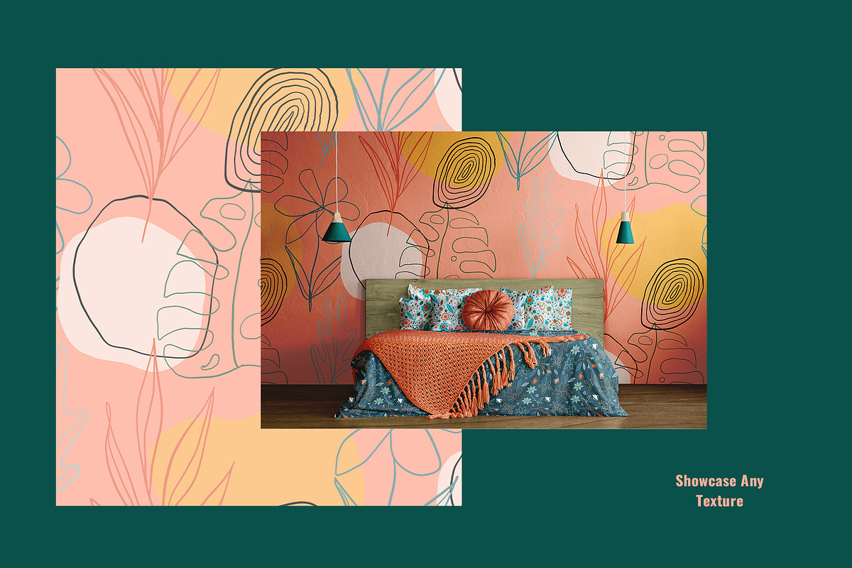 King Size Bed With Wallpaper Mockup, a Household Mockup by Designertale (Photo 5 of 6)