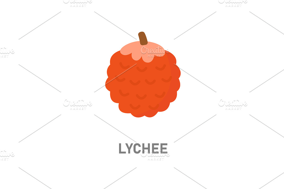 Lychee tropical fruit. Red exotic, a Food Illustration by GraphiShop