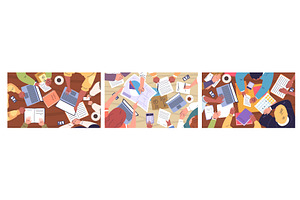 Business desk top view. Office work, a Person Illustration by Stock-Smart-Start