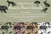Linocut Forest Animals Pattern, a Pattern Graphic by koberstein (Thumbnail 2 of 3)