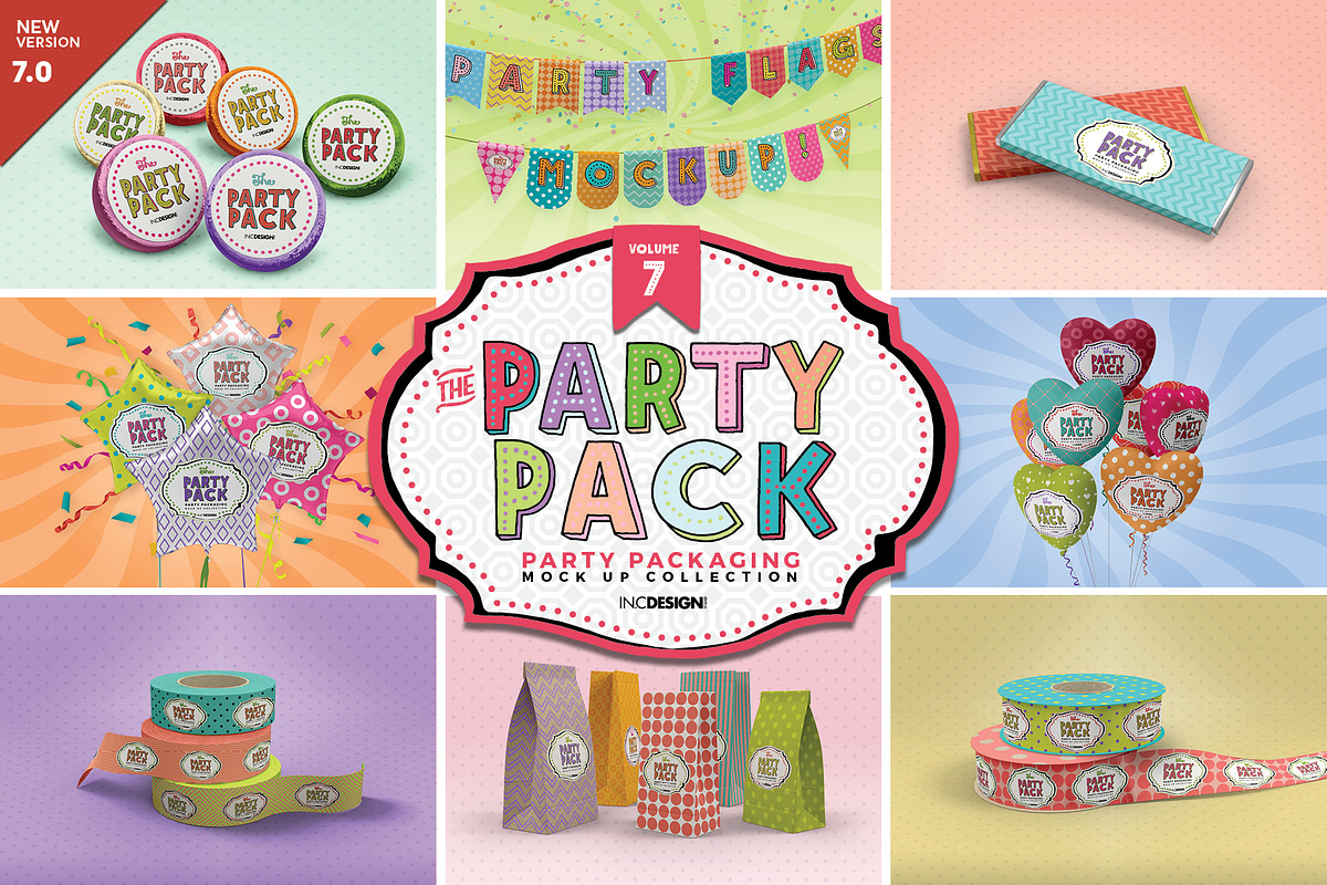 Vol.7 Party Packaging Mockups, a Packaging Mockup by INCDesign (Photo 1 of 18)