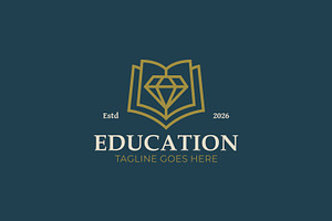 Education Book Diamond Luxury Logo, a Branding & Logo Template by Signatoro