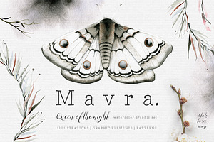 Mavra. Watercolor graphic set