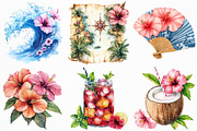Hibiscus Beach Vacation Clipart, an Illustration by Craft Nest (Thumbnail 2 of 6)