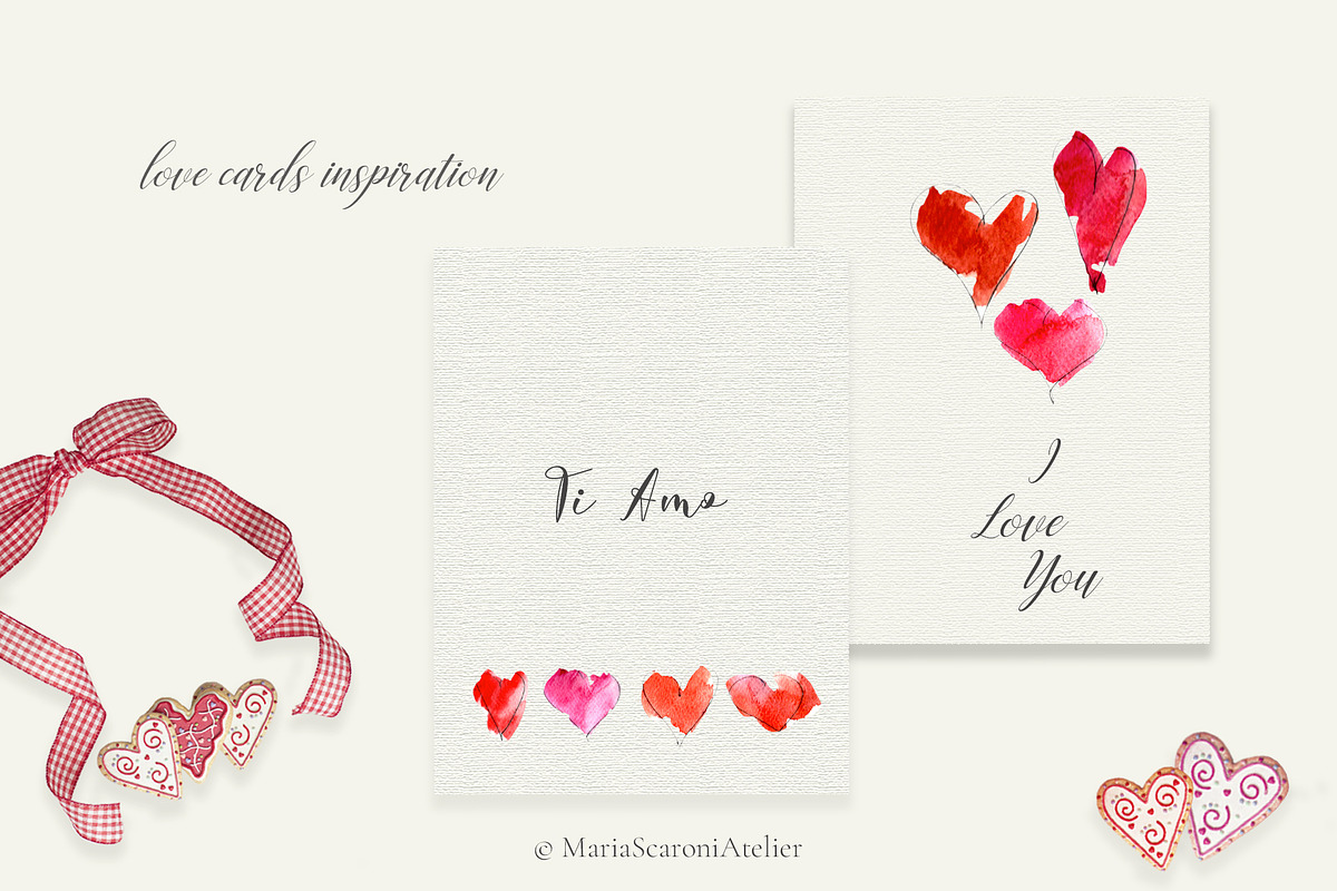 Watercolor Hearts, a Decorative Illustration by MariaScaroniAtelier (Photo 3 of 6)