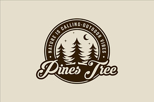pines tree logo vintage vector, a Branding & Logo Template by zyxroun shop