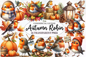 Autumn Robin Bird clipart, an Illustration by Designworld