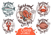 Hand Drawn Seafood Collection, a Food Illustration by alexrockheart (Thumbnail 3 of 4)