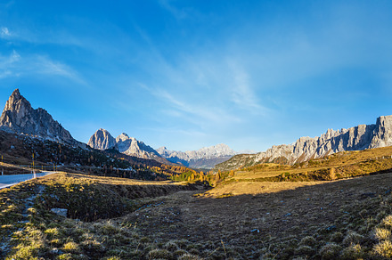 Mountain sunny evening peaceful view from Giau Pass., a Nature Photo by YuriyB