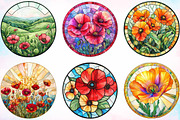 Round Stained Glass California Poppi, an Illustration by Canvas Craft (Thumbnail 2 of 5)
