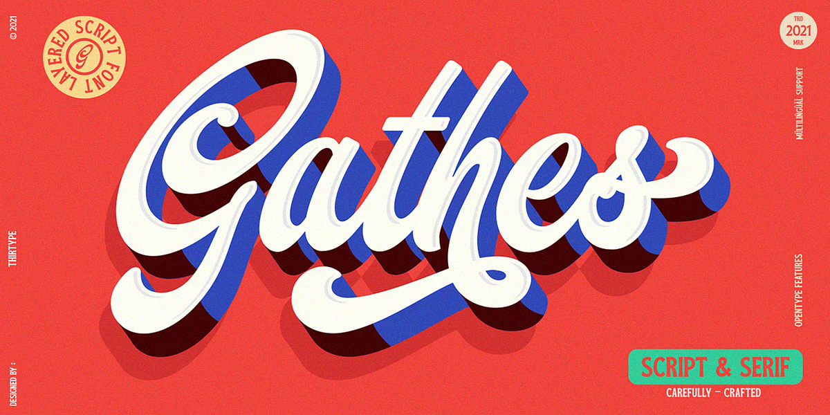 Gathes, a Script Font by Thirtype (Photo 1 of 8)