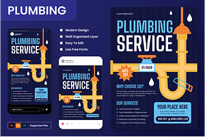 Plumbing Service Flyer Set, a Flyer Template by Annora Studio