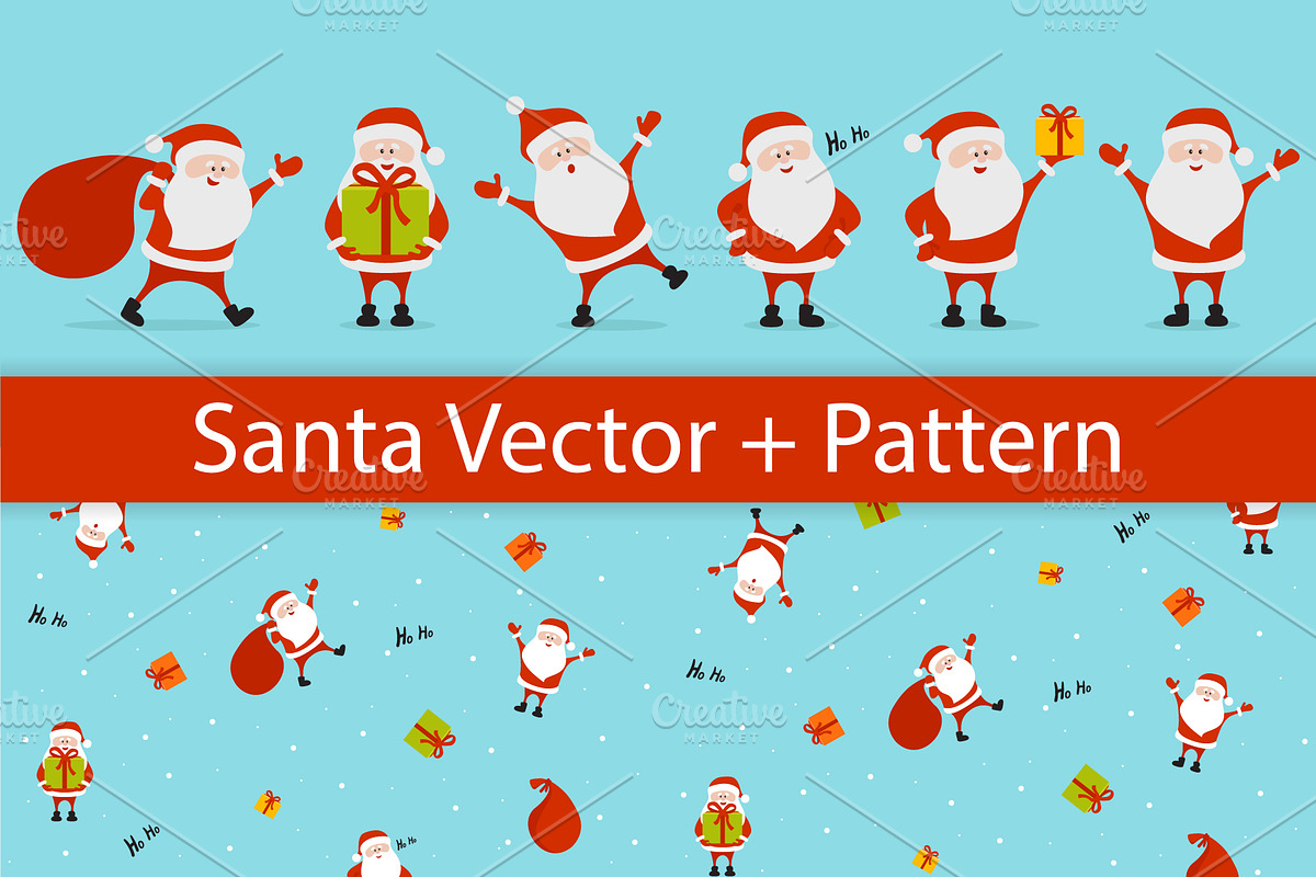 Santa Claus Illustrations & Pattern, a Decorative Illustration by Plaid4You (Photo 1 of 9)