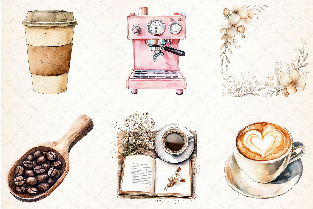 Boho Cafe Core Coffee Clipart, an Illustration by Libby Wishes (Photo 3 of 6)