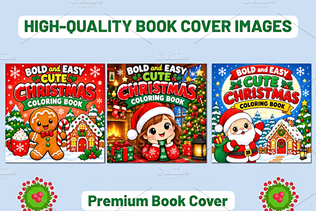 BOLD EASY CUTE CHRISTMAS COLORING, a Seasonal Illustration by Design Station (Photo 3 of 6)