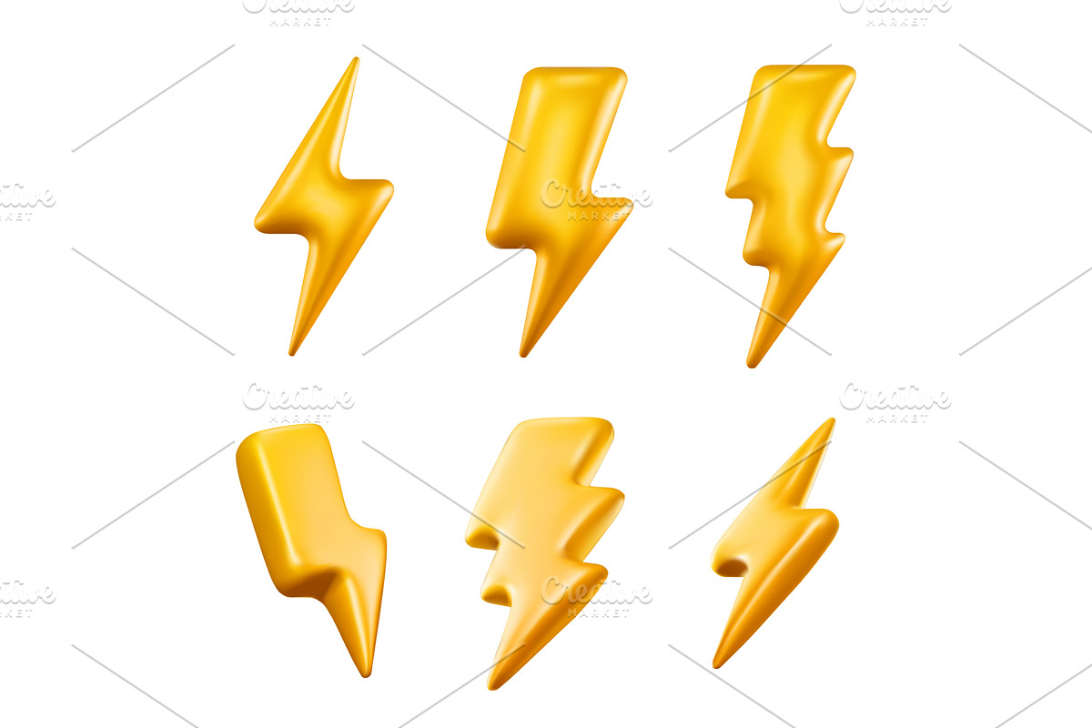 3D lightning bolt glossy plastic, an Object Illustration by winwin.art
