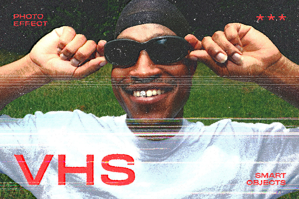 VHS Retro Photo Effect, a Layer Style Add-On by Design Squad | Creative ...