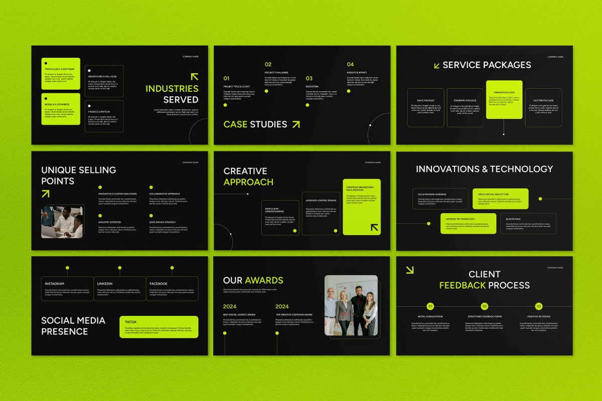 Black Company Profile Google Slide, a Presentation Template by graphicook (Photo 3 of 5)