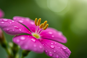 Close-up of a pink flower with water, a Nature Photo by professorinc