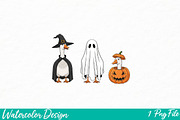 Halloween Goose Trio PNG, an Illustration by Watercolor design (Thumbnail 1 of 3)