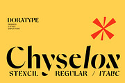 Chyselox - Stencil Font, a Sans Serif Font by Dora Typefoundry (Thumbnail 1 of 10)