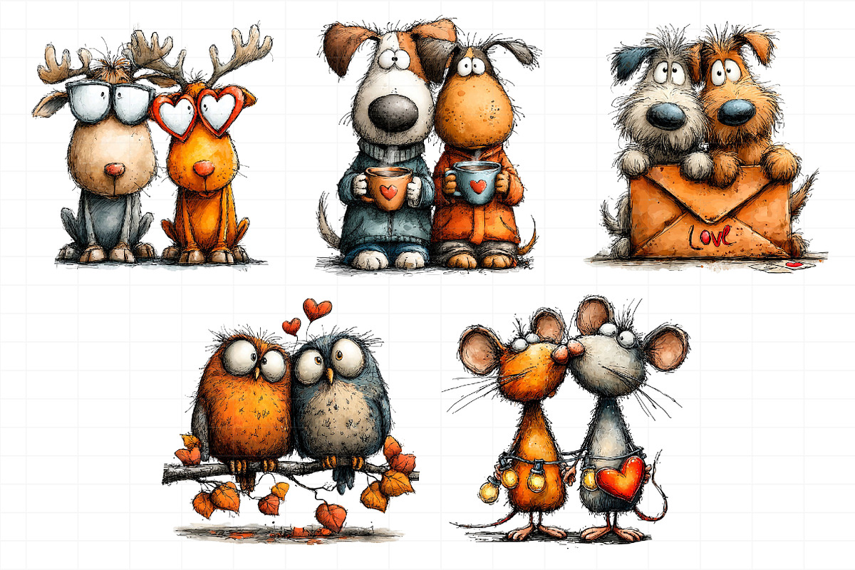 Whimsical Valentine Animal Couples C, an Illustration by Daily.Designs (Photo 7 of 8)