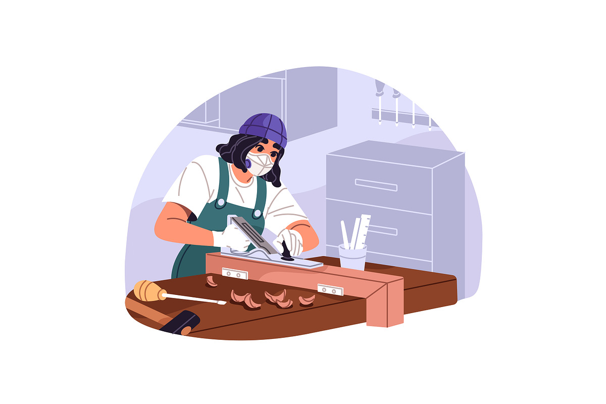 Carpenters work with wood set, a Work Illustration by PaperTrident (Photo 5 of 9)