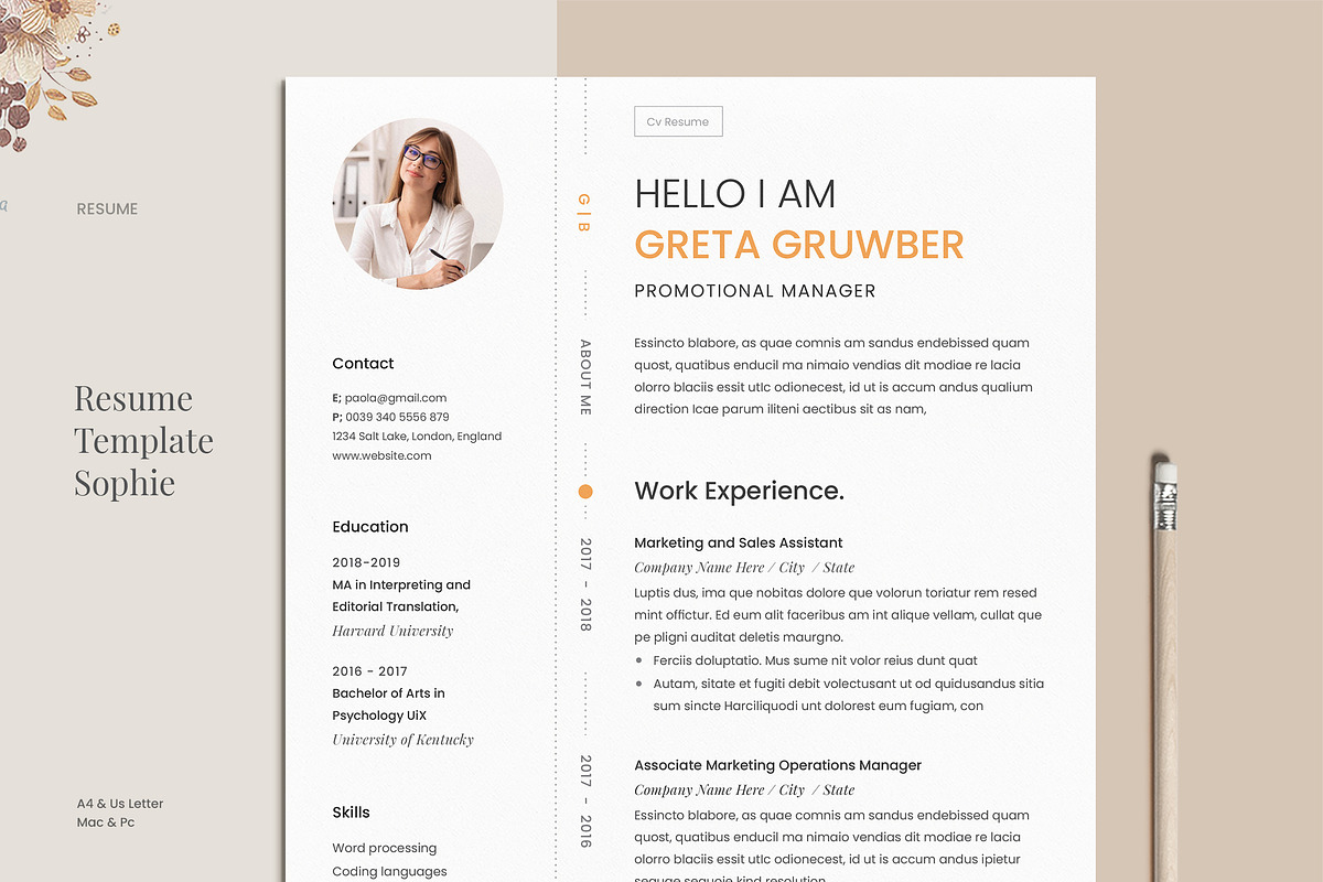 Resume Template Greta, a Resume Template by Estartshop (Photo 2 of 7)