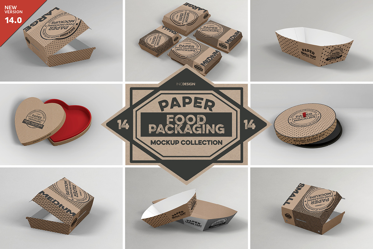 VOL.14 Food Box Packaging Mockups, a Packaging Mockup by INCDesign (Photo 1 of 25)