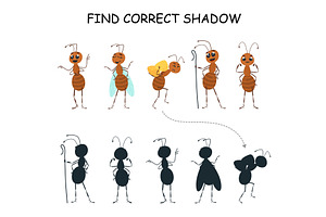Find correct shadow, children play, an Education Illustration by LadadikArt