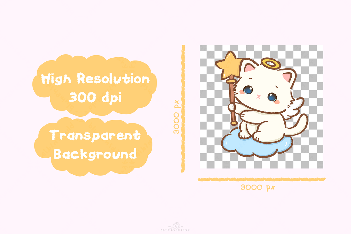 Kawaii white cat angels and devils, an Animal Illustration by Blumensdiary (Photo 6 of 7)