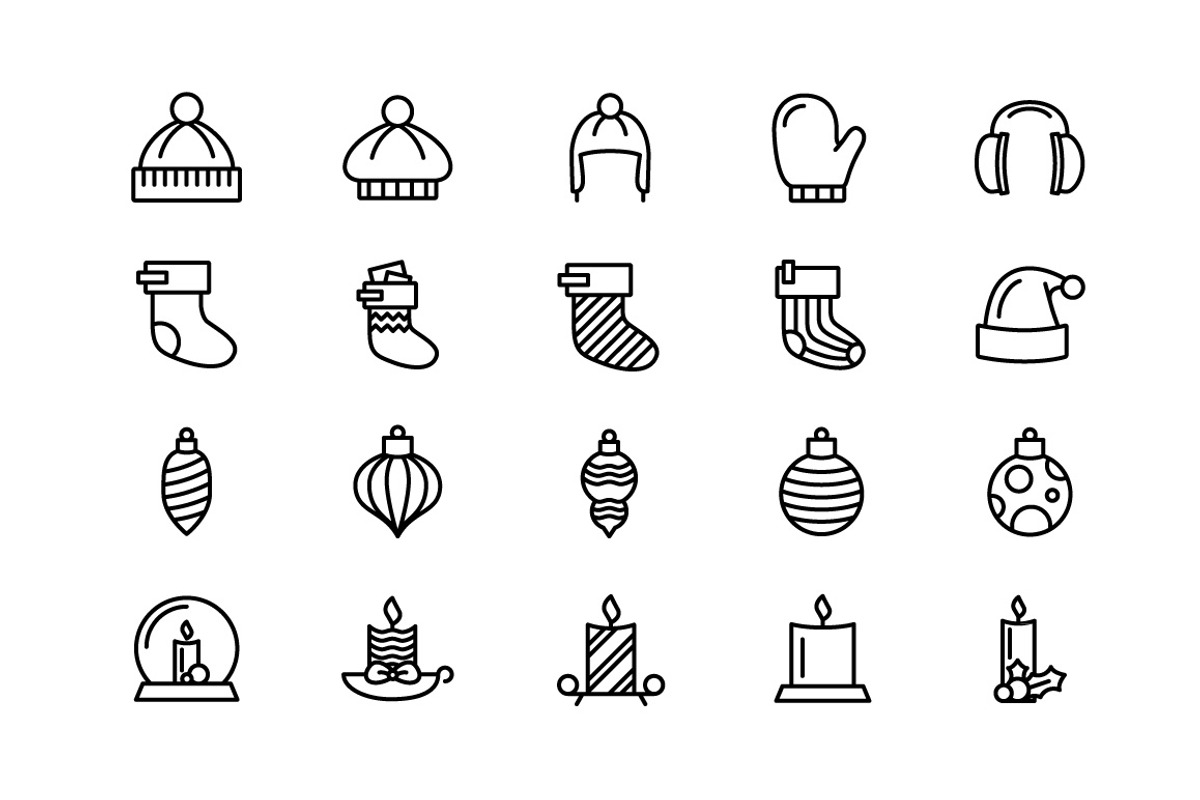 Christmas Icons Set, an Outline Icon by UNIK (Photo 4 of 5)
