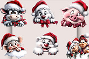 Christmas Peeking Characters Clipart, a Seasonal Illustration by SVGArt (Thumbnail 2 of 5)