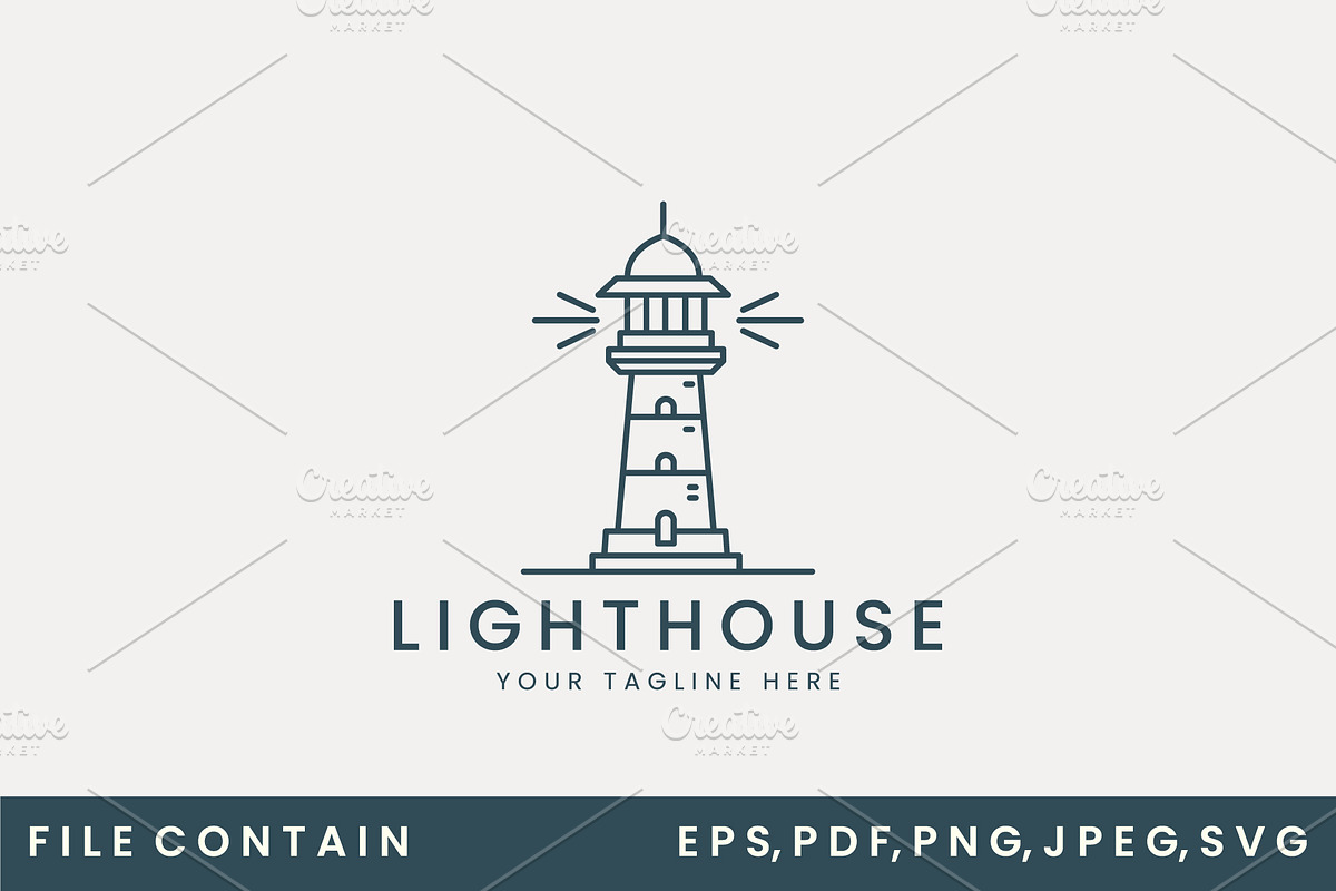 lighthouse logo line art vector, a Branding & Logo Template by SD 22