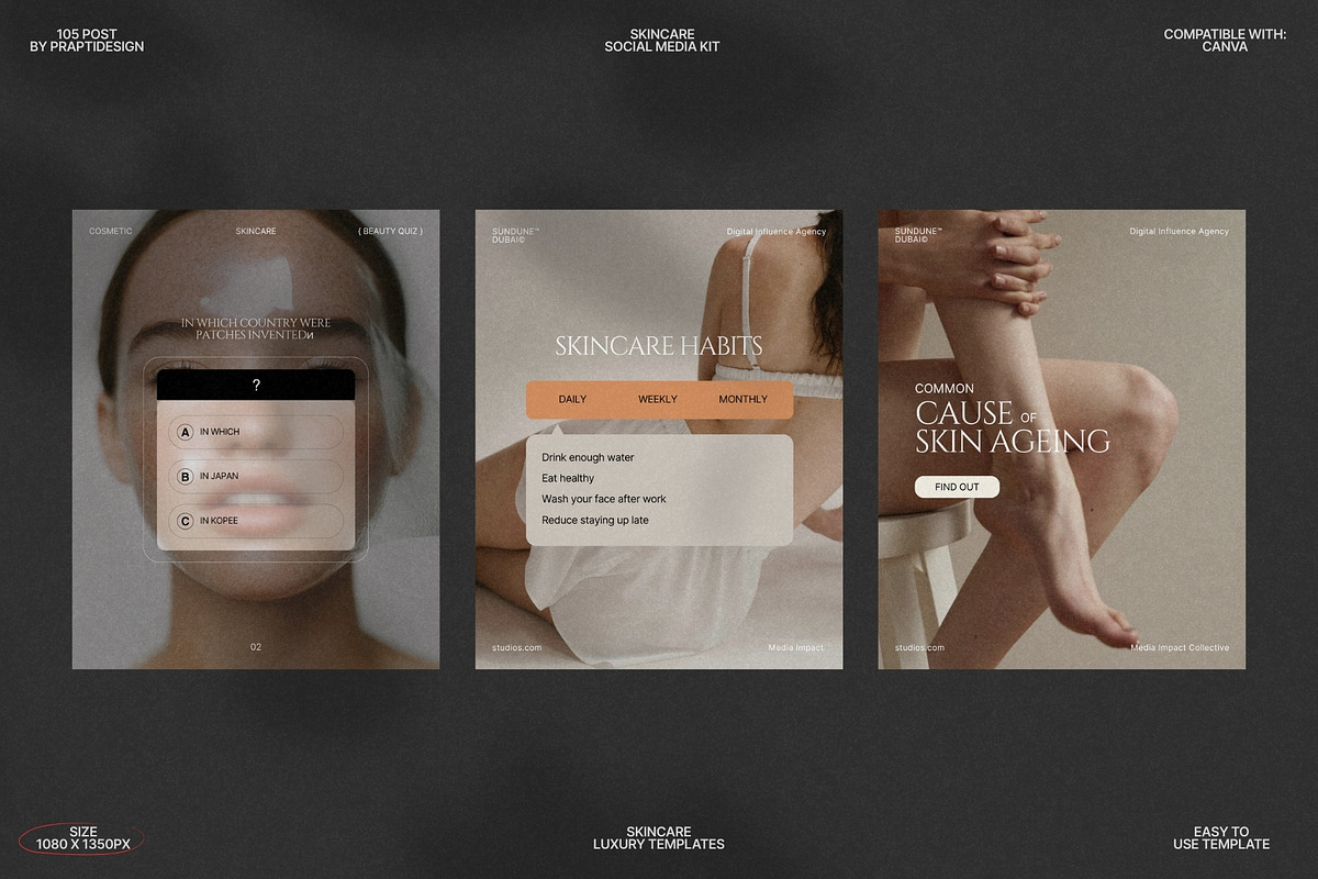 Minimal Skincare Post Kit Canva preview 8