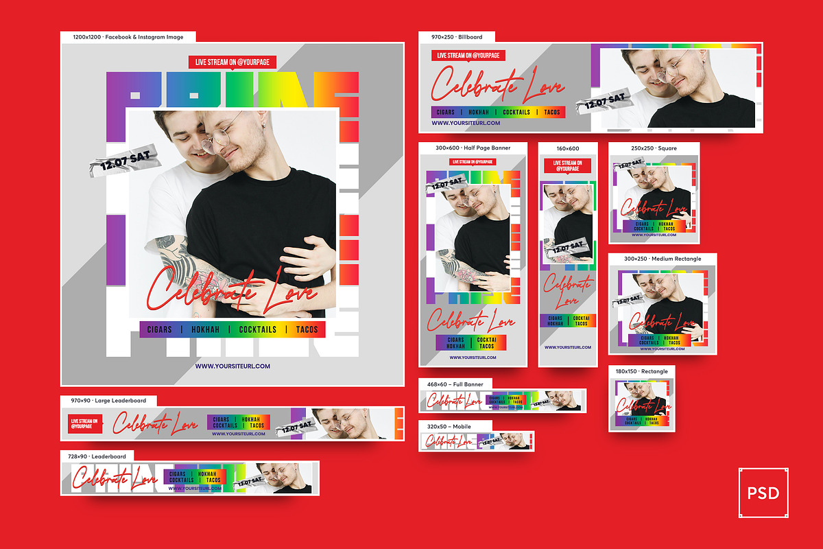 Pride Day Banners Ad, a Social Media Template by iDoodle Studio