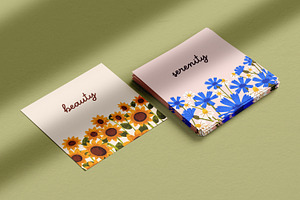 Card Backgrounds With Flowers Set