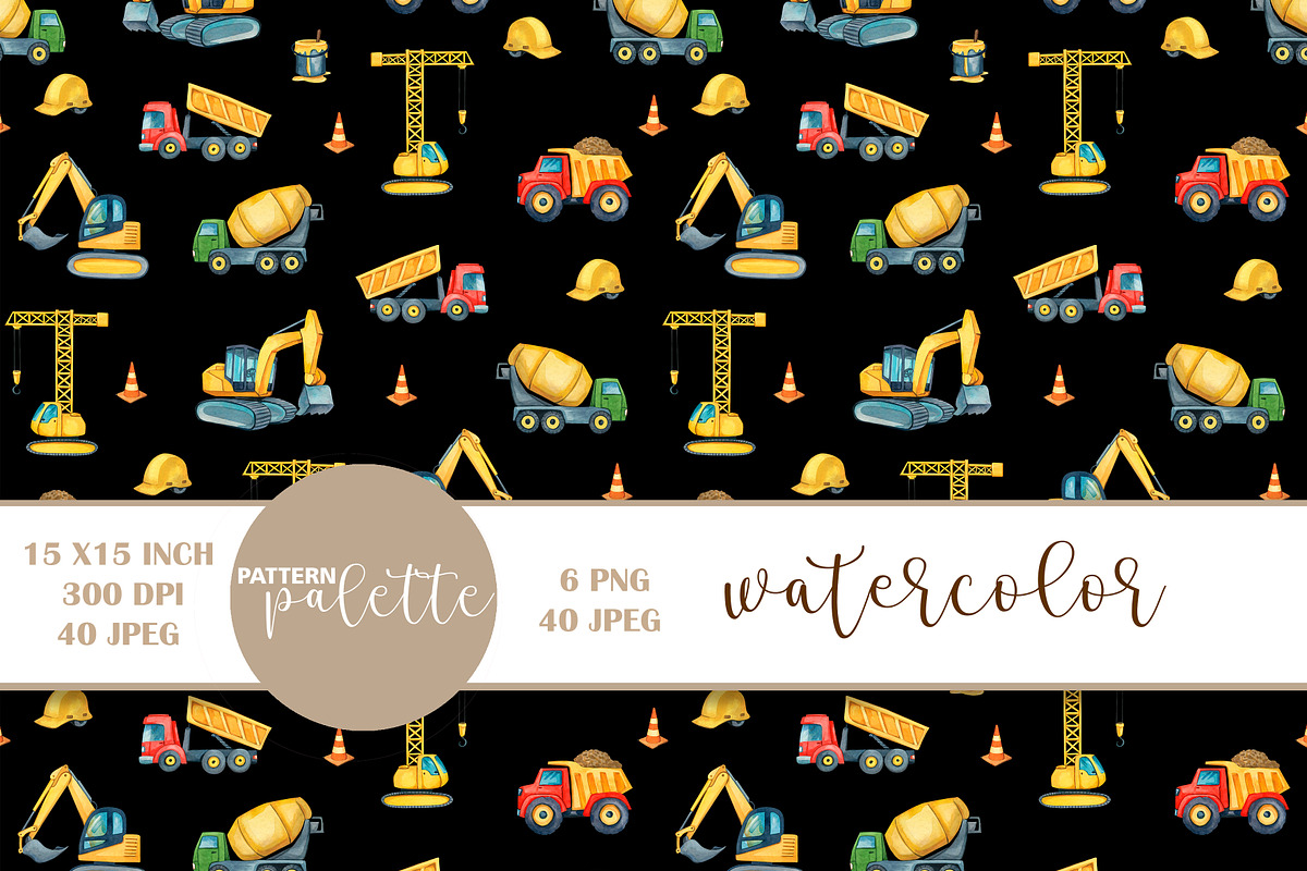 Watercolor Construction Patterns, a Pattern Graphic by PatternPalette (Photo 8 of 9)