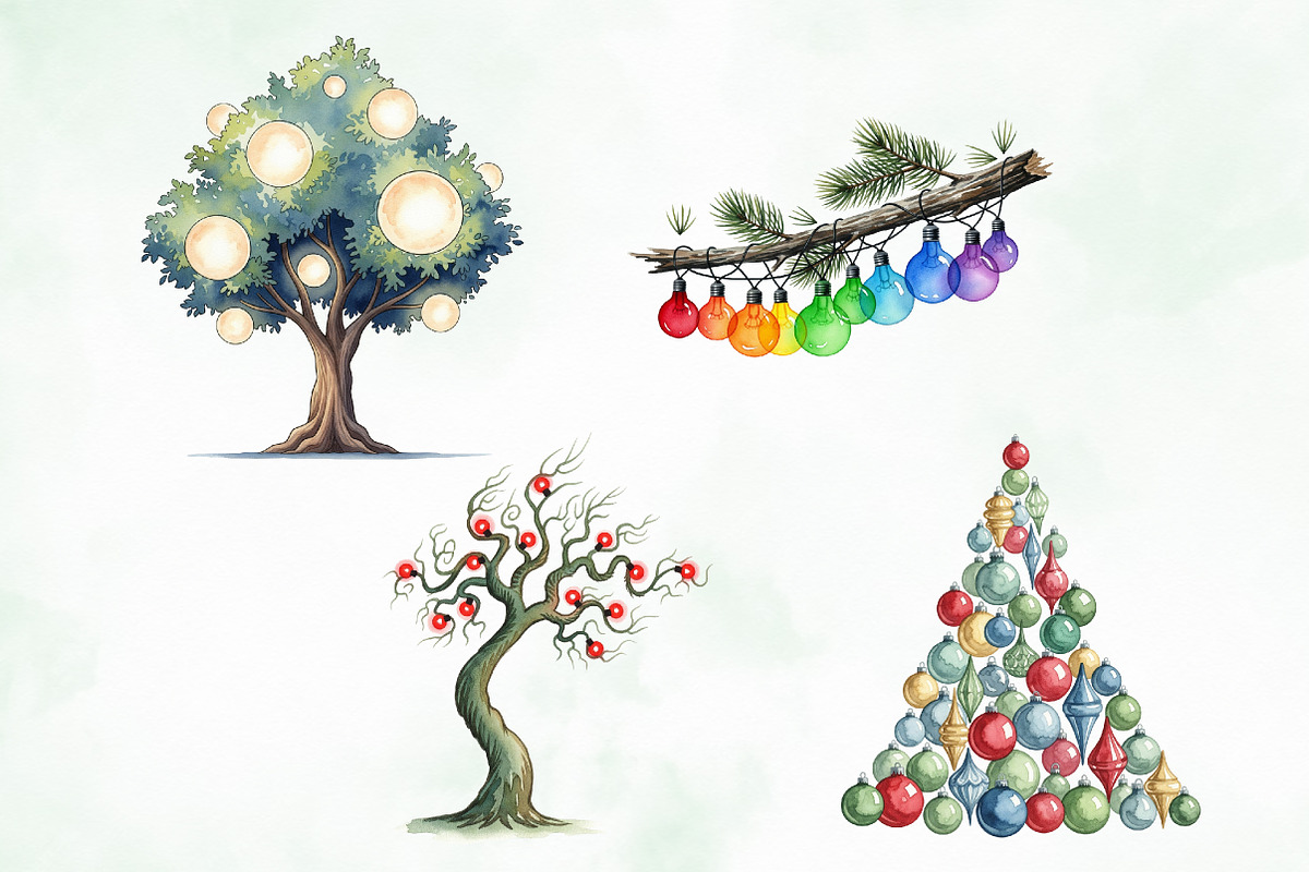 Christmas Lights Tree Clipart PNG, an Illustration by Creative Art (Photo 3 of 11)