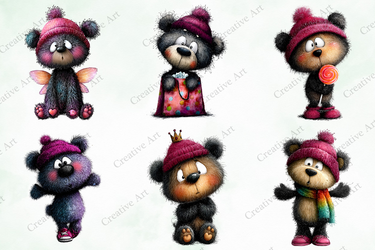 Whimsical Valentine Black Teddy Clip, an Illustration by Creative Art (Photo 4 of 9)
