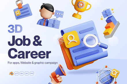 Hirely - 3D Jobs and Career Icon Set