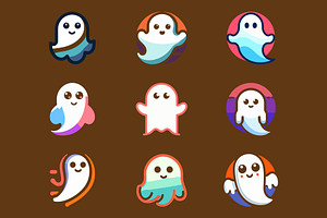 Whimsical Ghost Icons, an Icon by Vectorium Studio