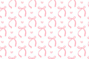 Dreamy Pink Bows & Hearts Pattern, an Illustration by Stellalunarts (Thumbnail 1 of 4)