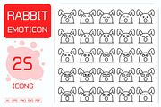Yawning and Amazed Rabbit Emojis Set, an Outline Icon by Designfour (Thumbnail 1 of 7)