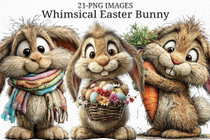 Whimsical Easter Bunny Clipart, an Illustration by Craft Nest