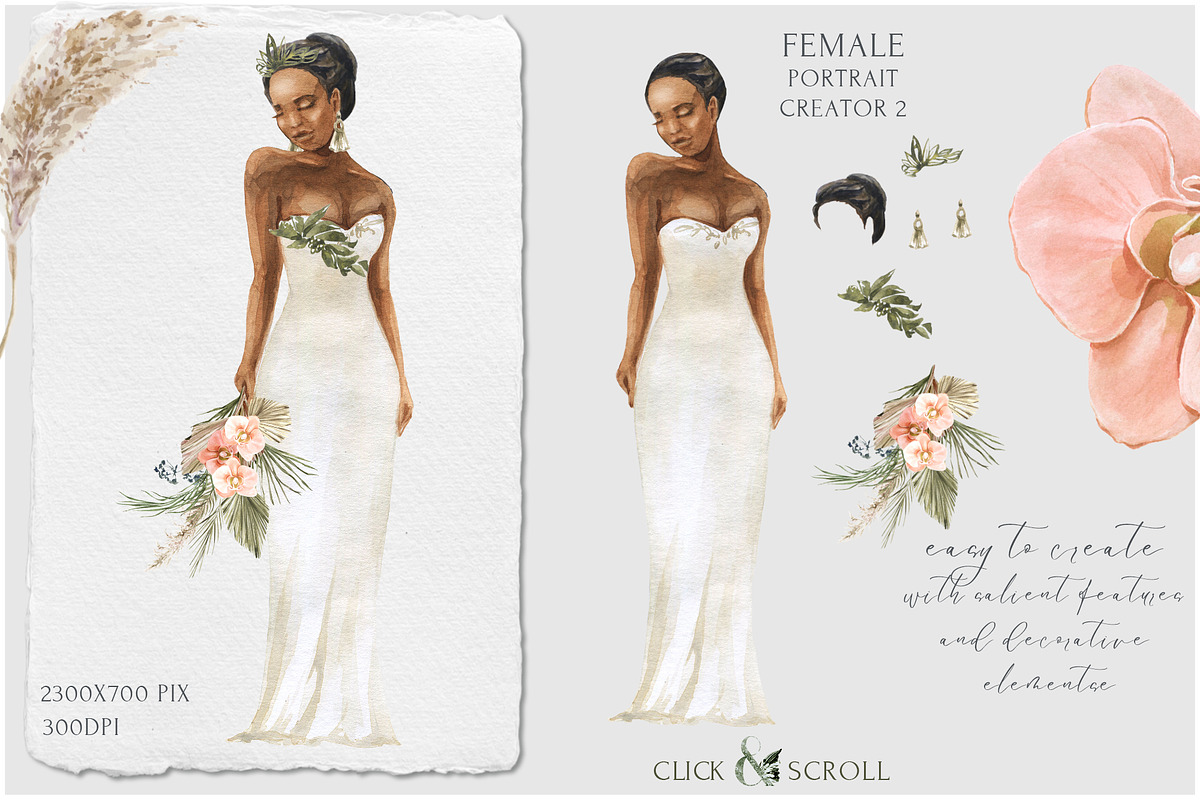 -20% Boho Wedding Portrait Creator, a Decorative Illustration by Cat In Colour (Photo 5 of 12)