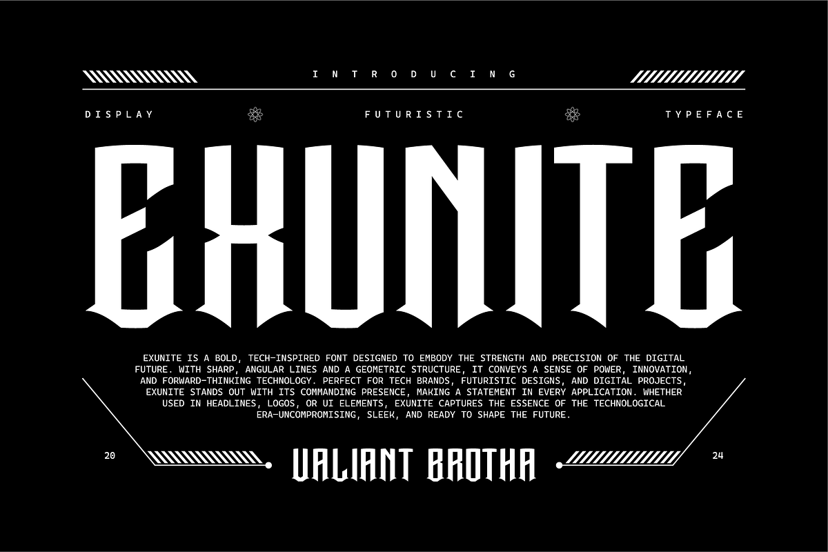 VB Exunite - Futuristic Font, a Serif Font by VALIANTBROTHA (Photo 1 of 9)